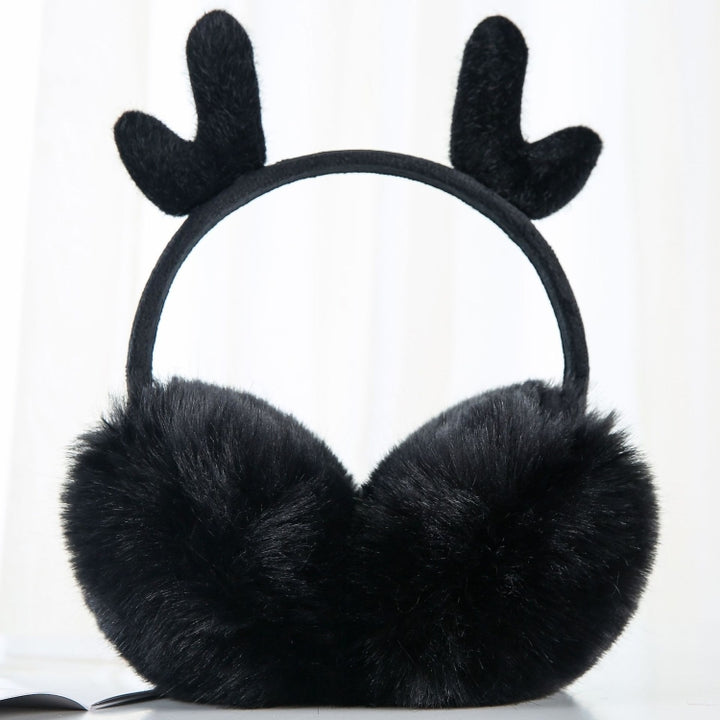 Antler Plush Earmuffs Winter Warm Fashion Retractable Ear Warmer, One Size