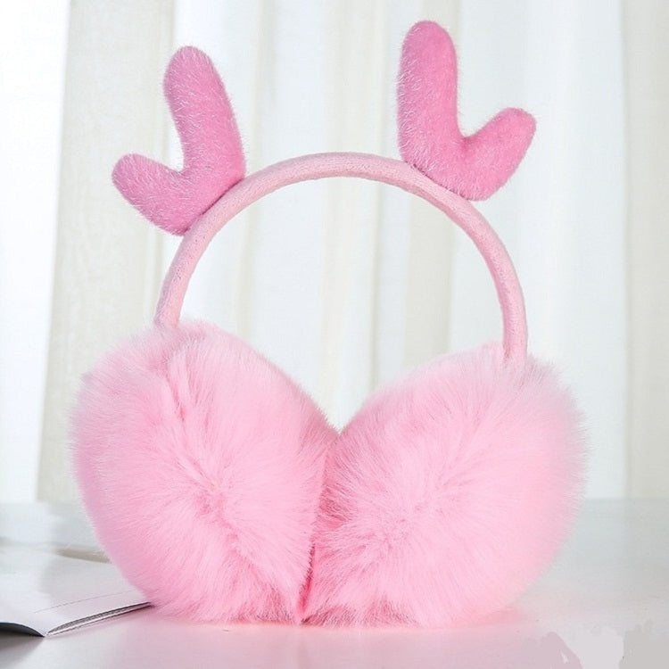 Antler Plush Earmuffs Winter Warm Fashion Retractable Ear Warmer, One Size