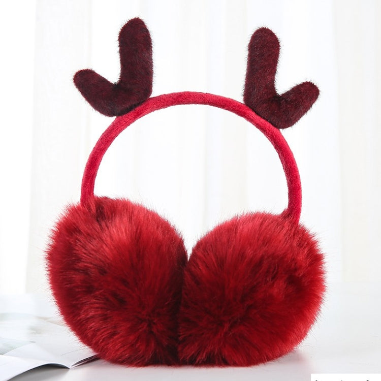 Antler Plush Earmuffs Winter Warm Fashion Retractable Ear Warmer, One Size