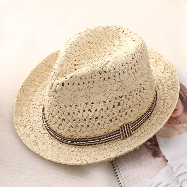 British Style Summer Straw Weaving Panama Beach Sun Hat, Children's Models (53-54cm, Adult Models (56-58cm)