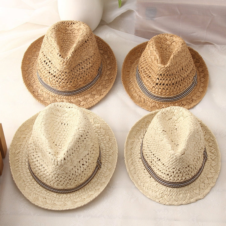 British Style Summer Straw Weaving Panama Beach Sun Hat, Children's Models (53-54cm, Adult Models (56-58cm)