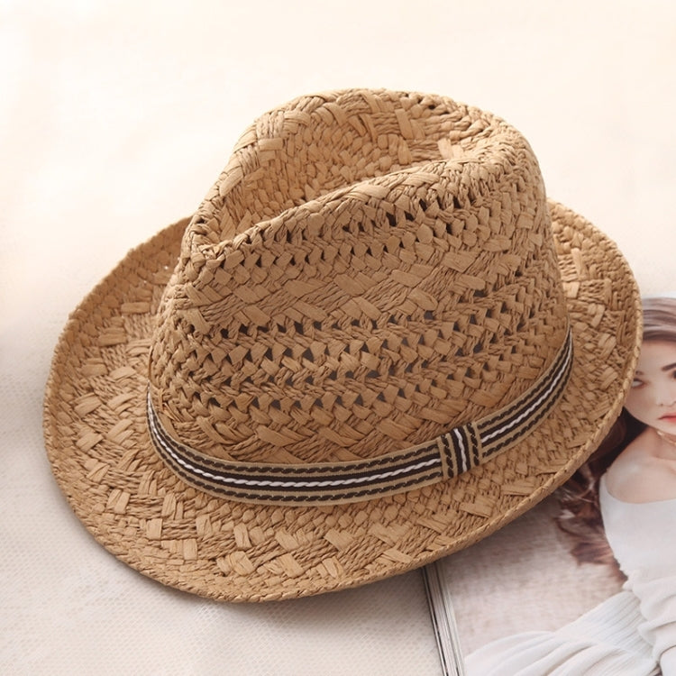 British Style Summer Straw Weaving Panama Beach Sun Hat, Children's Models (53-54cm, Adult Models (56-58cm)