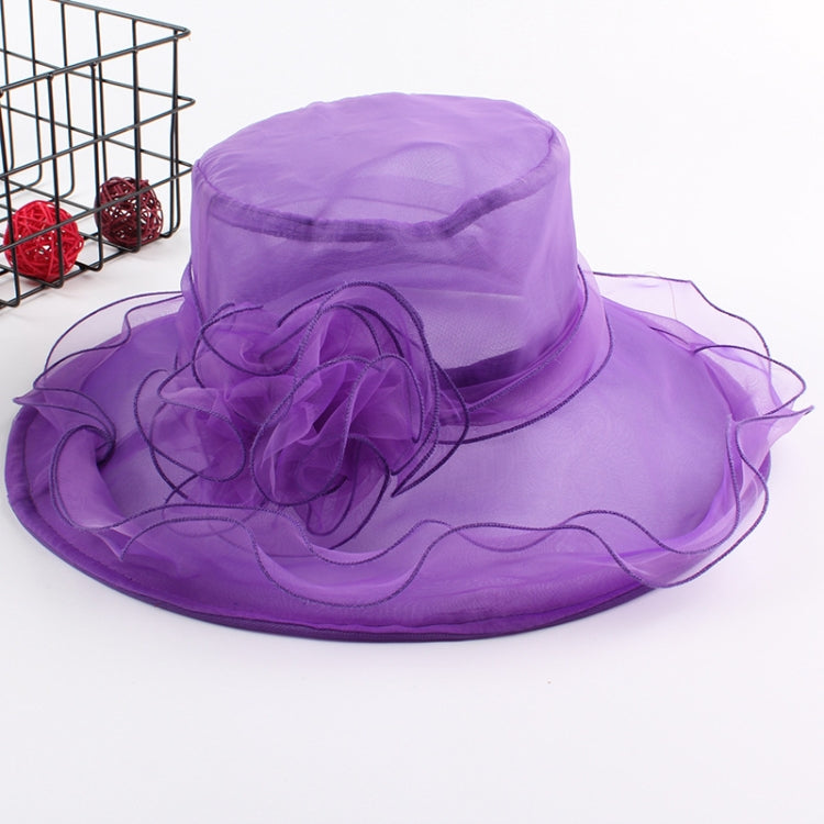 Women Spring and Summer Wide-brim Organza Hat Beach Folding Sun Hat