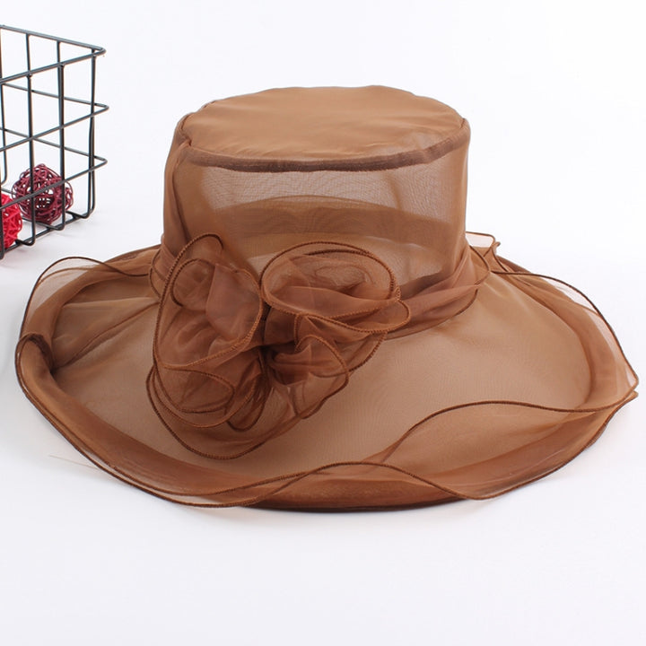 Women Spring and Summer Wide-brim Organza Hat Beach Folding Sun Hat