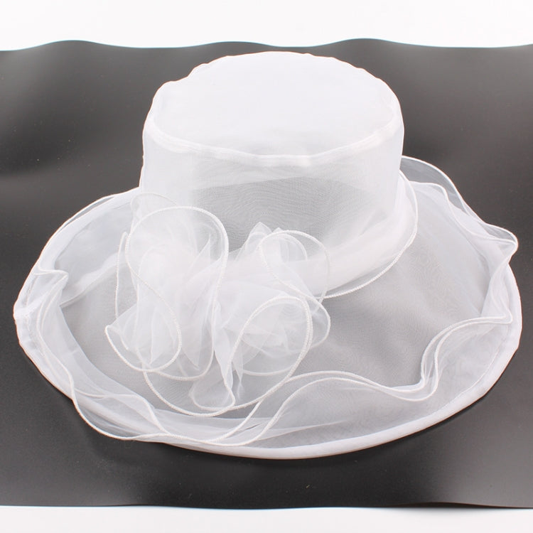 Women Spring and Summer Wide-brim Organza Hat Beach Folding Sun Hat