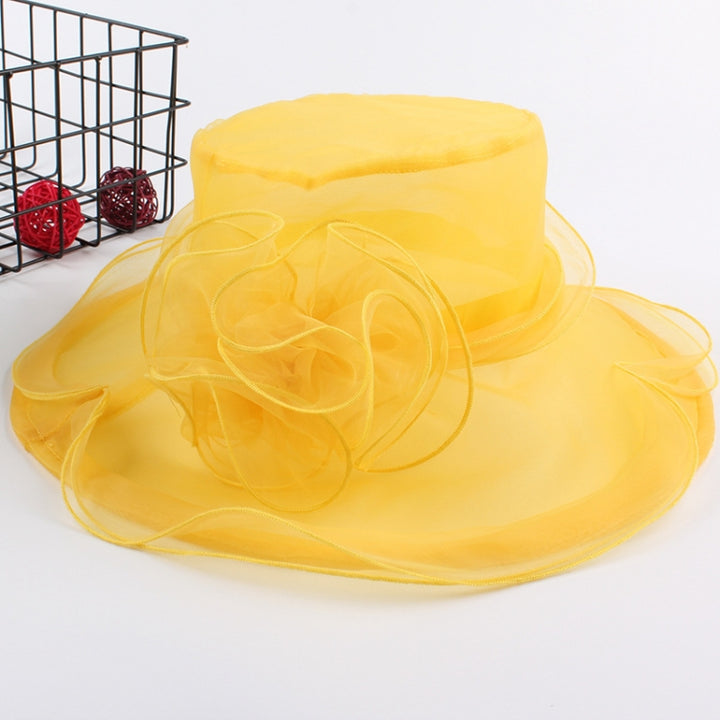 Women Spring and Summer Wide-brim Organza Hat Beach Folding Sun Hat