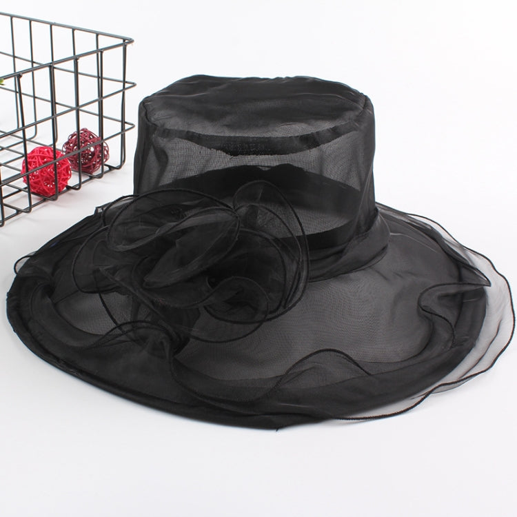 Women Spring and Summer Wide-brim Organza Hat Beach Folding Sun Hat