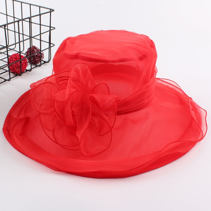 Women Spring and Summer Wide-brim Organza Hat Beach Folding Sun Hat