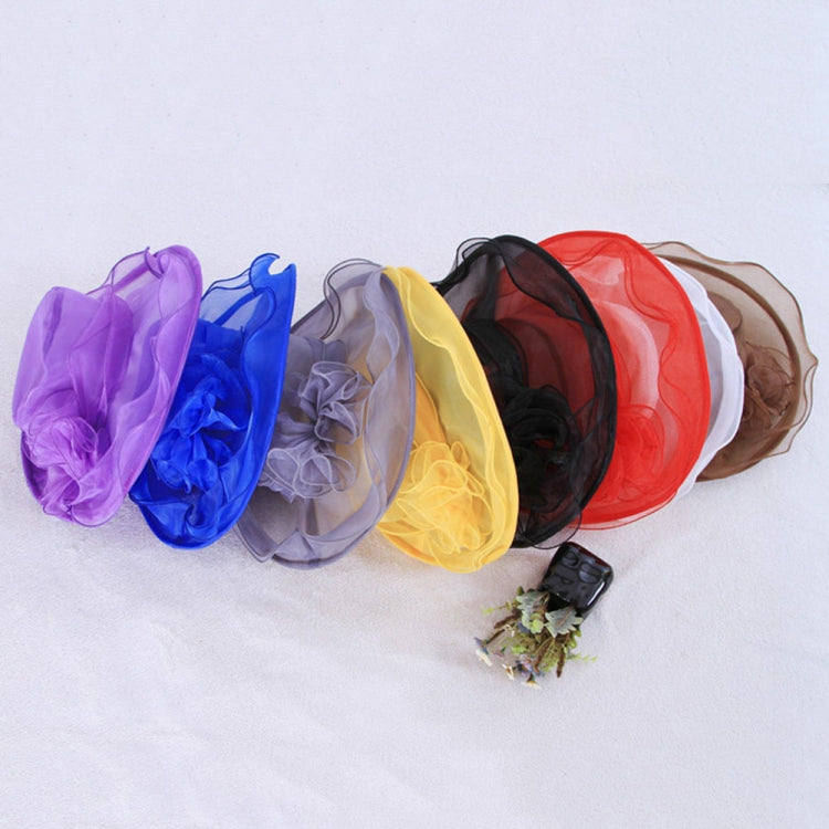 Women Spring and Summer Wide-brim Organza Hat Beach Folding Sun Hat