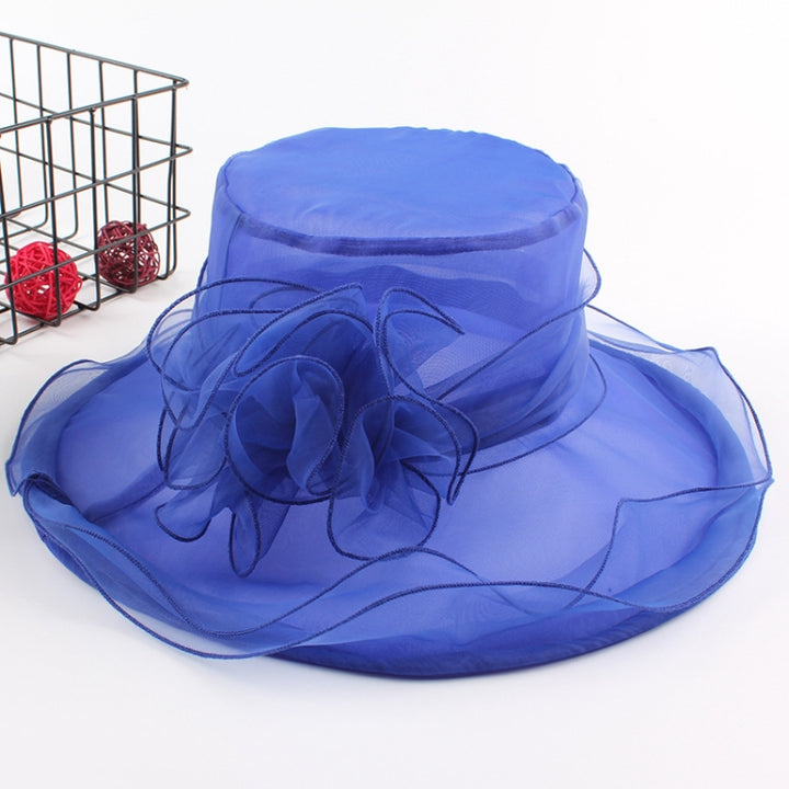 Women Spring and Summer Wide-brim Organza Hat Beach Folding Sun Hat