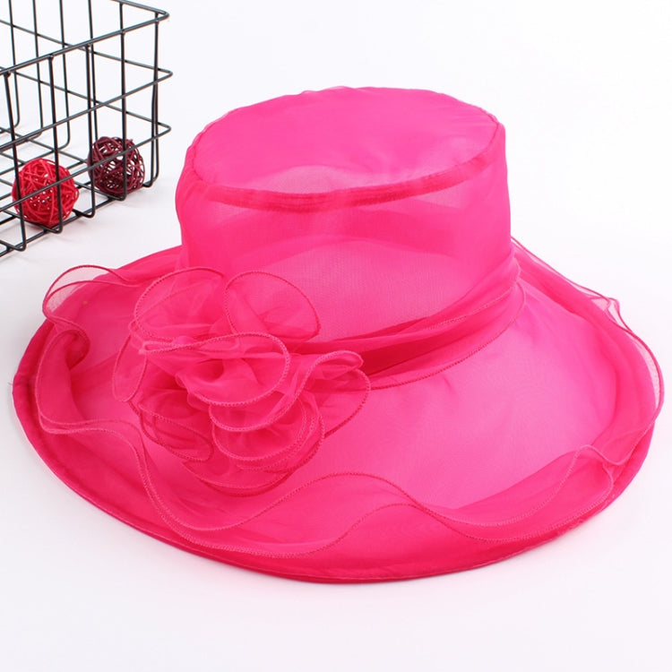 Women Spring and Summer Wide-brim Organza Hat Beach Folding Sun Hat