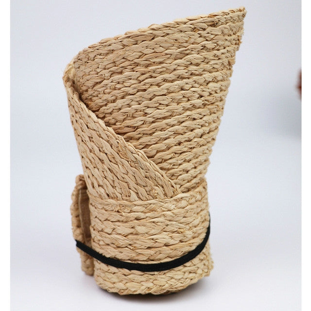 Women Outdoor Pasteable Adjustable Visor Straw Weaving Hat