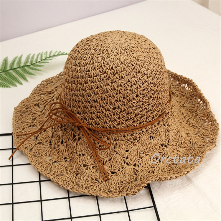 Literary Style Foldable Bow Straw Hat Sunhat