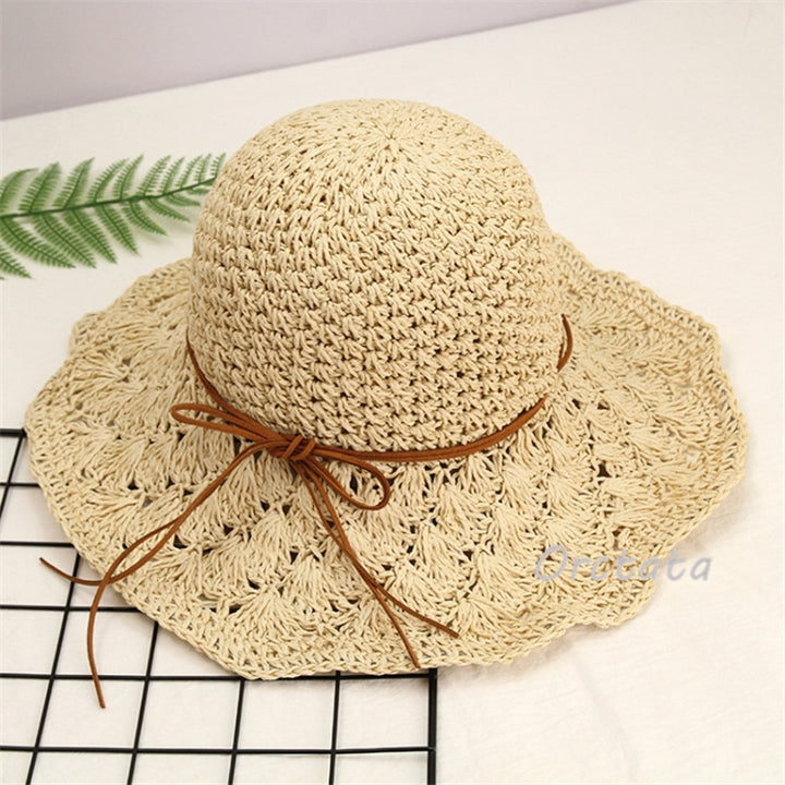 Literary Style Foldable Bow Straw Hat Sunhat