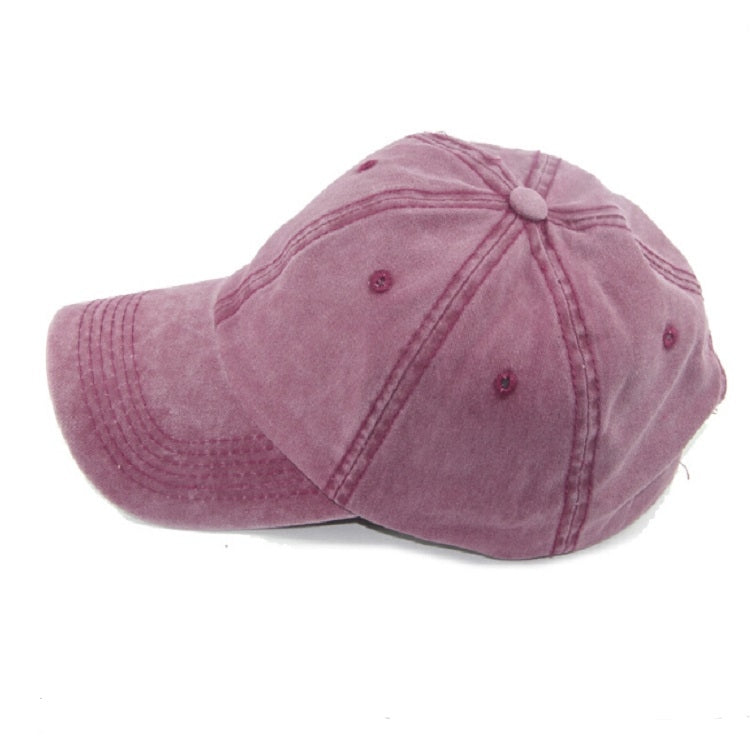 Women Solid Color Washable Purified Cotton Baseball Cap Hip Hop Hat, Adjustable 50-60cm