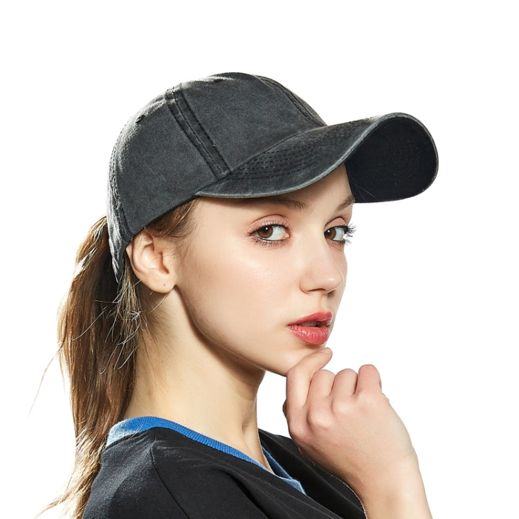 Women Solid Color Washable Purified Cotton Baseball Cap Hip Hop Hat, Adjustable 50-60cm