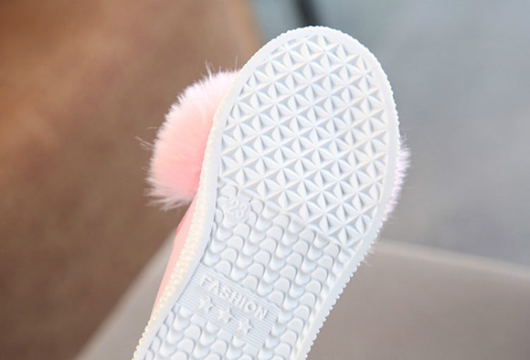 Non-slip Rabbit Ear Princess Children Shoes, 13cm, 13.5cm, 14cm, 14.5cm, 15cm, 15.6cm, 16.2cm, 16.8cm, 17.4cm, 18cm