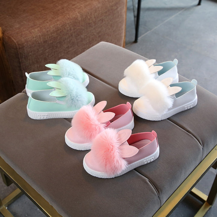 Non-slip Rabbit Ear Princess Children Shoes, 13cm, 13.5cm, 14cm, 14.5cm, 15cm, 15.6cm, 16.2cm, 16.8cm, 17.4cm, 18cm