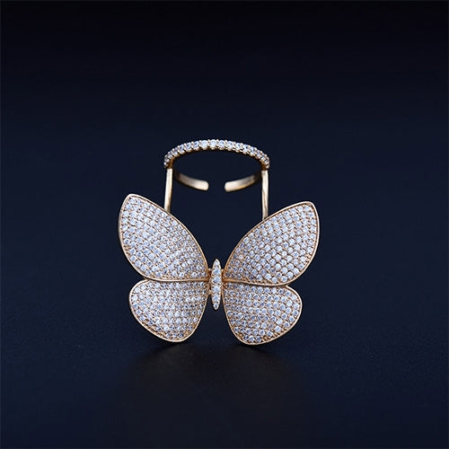 Fashion Adjustable Butterfly Shape Ring with Diamond Women Jewelry, 7, 8, 9