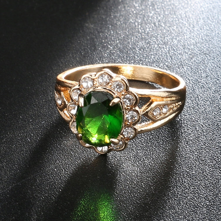 Fashion Vintage Oval Green Gem Diamond Ring, 7, 8, 9, 10