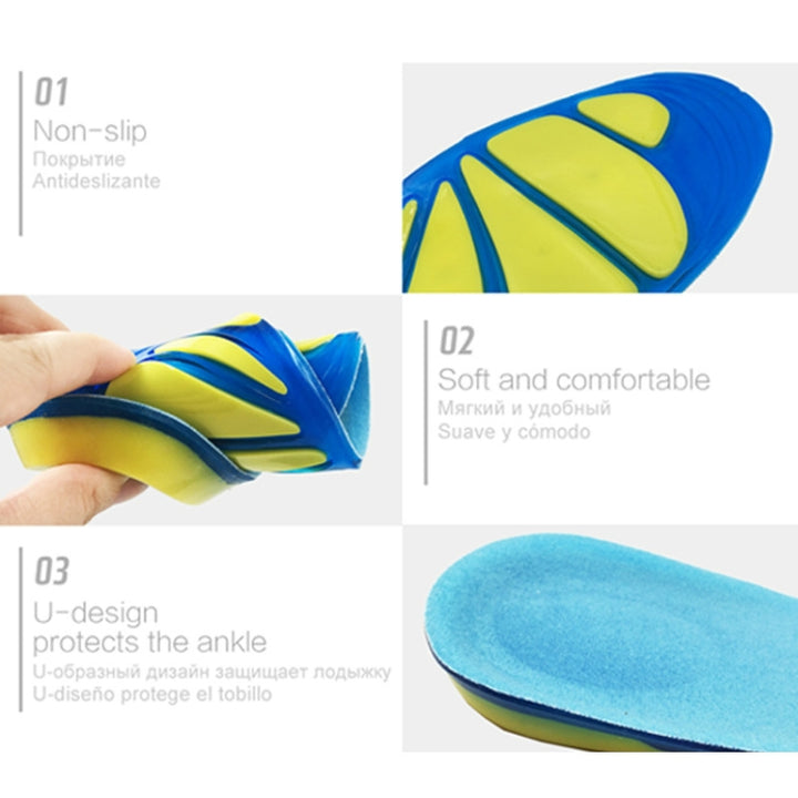 Thickening Shock Absorption Sports Insoles Running Slip Anti-Pain Sweat-Absorbent Breathable Basketball Military Training Insoles, S: 23.5cm, M: 27cm, L: 30.5cm