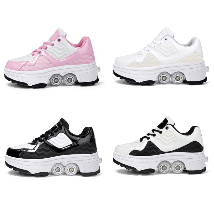 DF09 Children Runaway Sports Shoes Four-wheel Retractable Roller Skates, 33, 34, 35, 36, 37, 38, 39, 40