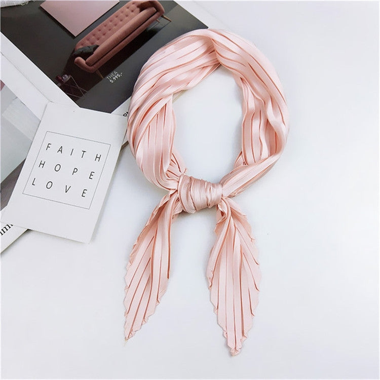 Ladies Retro Style Pleated Diamond Square Scarf Silk Scarf, Length: 70cm