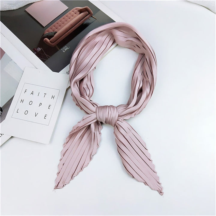 Ladies Retro Style Pleated Diamond Square Scarf Silk Scarf, Length: 70cm