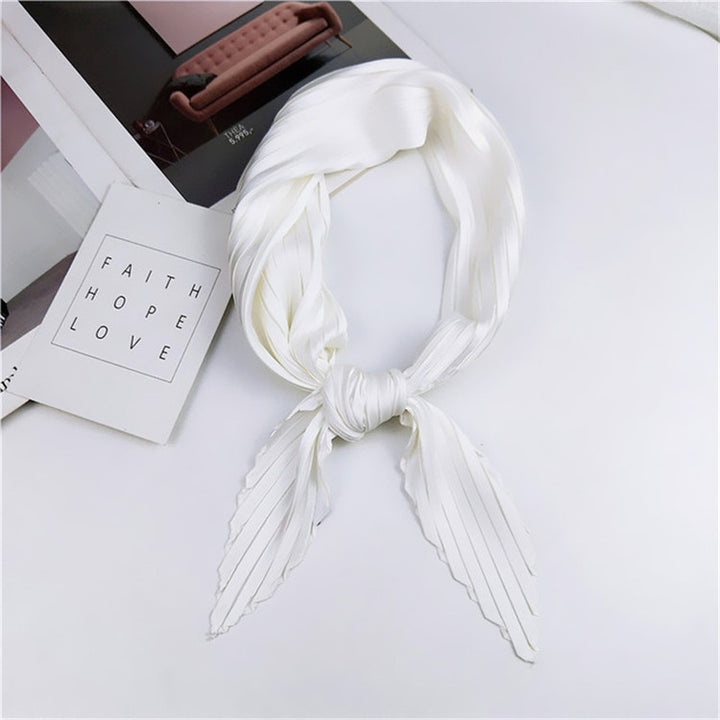 Ladies Retro Style Pleated Diamond Square Scarf Silk Scarf, Length: 70cm