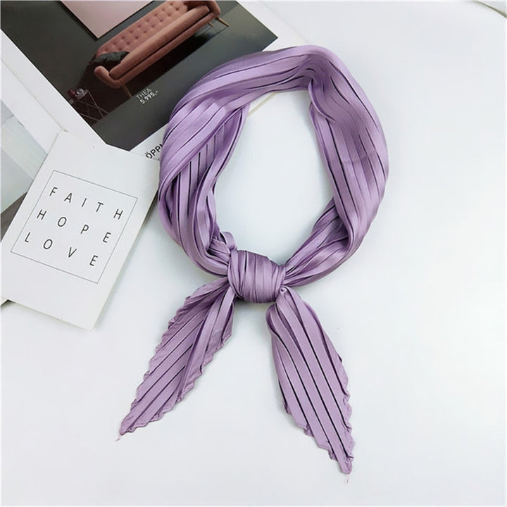 Ladies Retro Style Pleated Diamond Square Scarf Silk Scarf, Length: 70cm