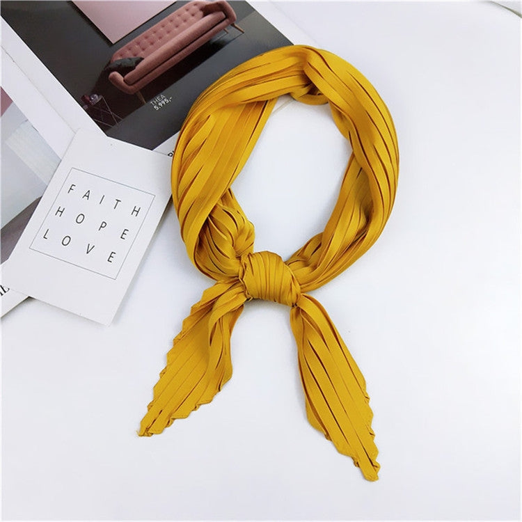 Ladies Retro Style Pleated Diamond Square Scarf Silk Scarf, Length: 70cm