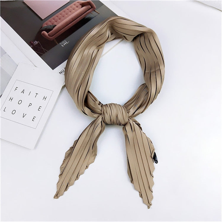 Ladies Retro Style Pleated Diamond Square Scarf Silk Scarf, Length: 70cm