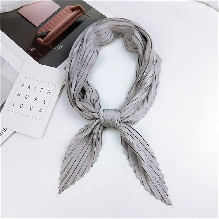 Ladies Retro Style Pleated Diamond Square Scarf Silk Scarf, Length: 70cm