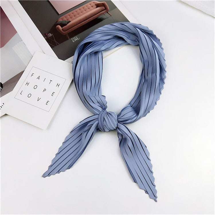 Ladies Retro Style Pleated Diamond Square Scarf Silk Scarf, Length: 70cm