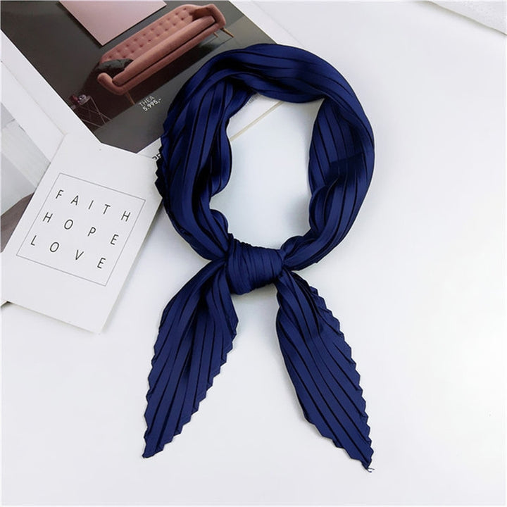 Ladies Retro Style Pleated Diamond Square Scarf Silk Scarf, Length: 70cm