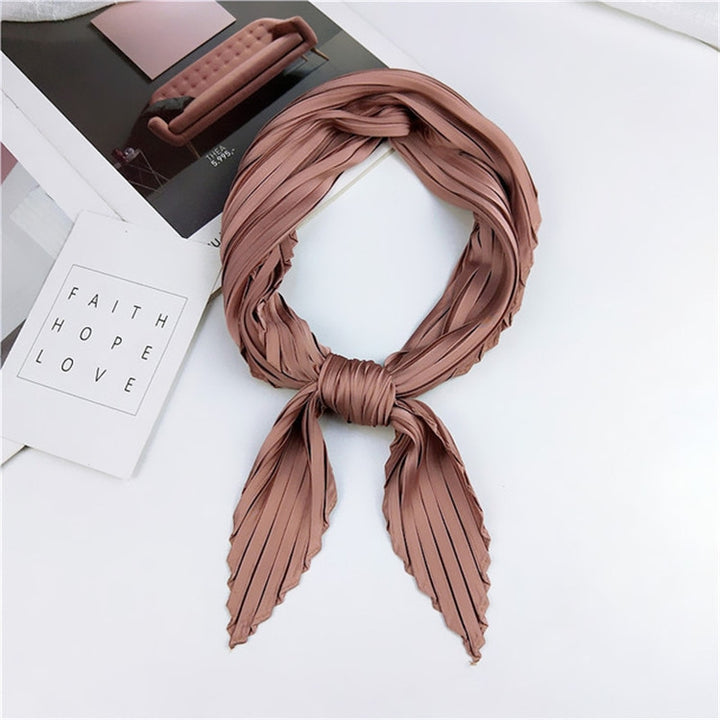 Ladies Retro Style Pleated Diamond Square Scarf Silk Scarf, Length: 70cm