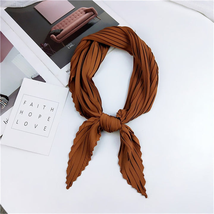 Ladies Retro Style Pleated Diamond Square Scarf Silk Scarf, Length: 70cm