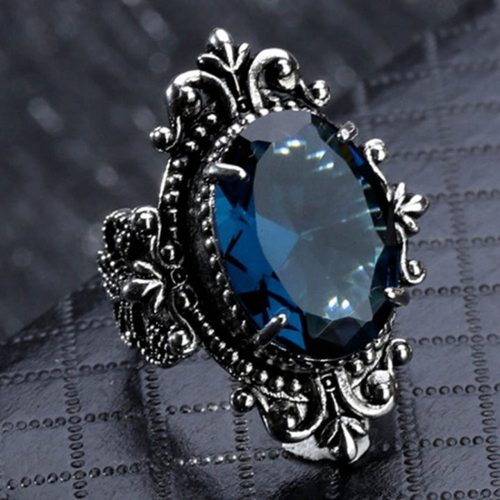 Vintage Goose Egg-shaped Sea Blue Topaz Ring, 10, 6, 7, 8, 9