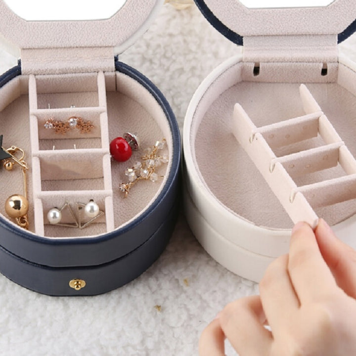 2 Tiers Jewelry Portable Box Makeup Earrings Case Storage Organizer Container