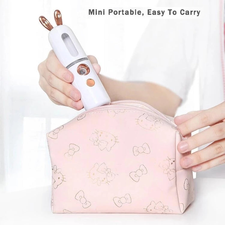 Facial Steamer Nano Spray Water Replenishing Instrument Portable Cold Spray Machine Charging Beauty Instrument Alcohol Disinfection, Cute Rabbit, Cute Deer, Crown