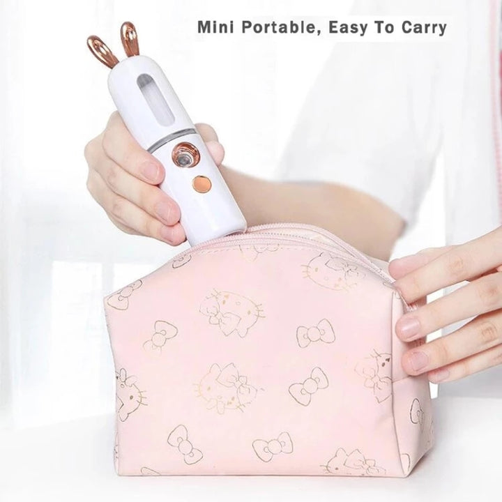 Facial Steamer Nano Spray Water Replenishing Instrument Portable Cold Spray Machine Charging Beauty Instrument Alcohol Disinfection, Cute Rabbit, Cute Deer, Crown