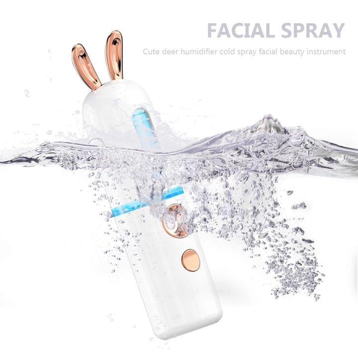 Facial Steamer Nano Spray Water Replenishing Instrument Portable Cold Spray Machine Charging Beauty Instrument Alcohol Disinfection, Cute Rabbit, Cute Deer, Crown