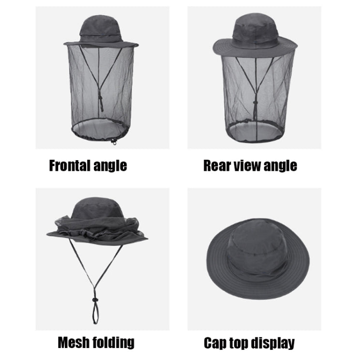 Summer Outdoor Sports Anti-mosquito Net Sun Hat Fisherman Hat, L