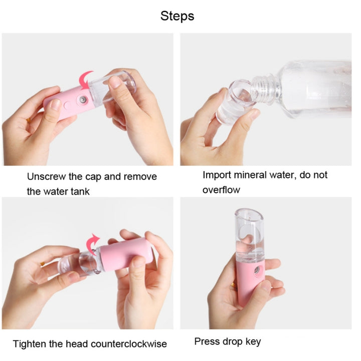 Facial Hydration Instrument Air Humidifier USB Beauty Cold Spray Instrument Auto Alcohol Disinfection Spayer, Lipstick Style, L20