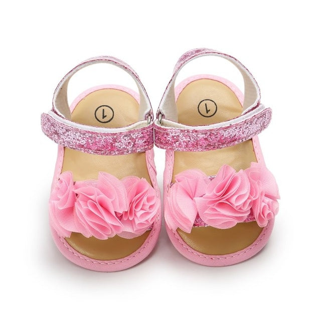 Flowers Baby Girls Shoes Anti-slip Sandals Prewalkers Walking Shoes Beach Sandals, 13-18 Months, 7-12 Months, 0-6 Months