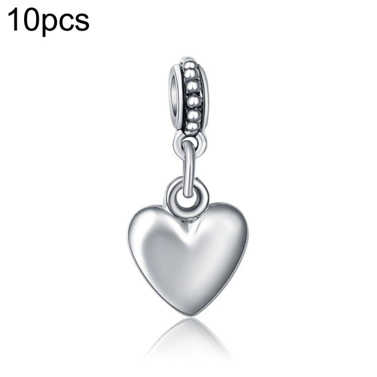 10pcs Heart Shape Smooth Surface Bead Silvering European Big Hole Charm Pendants DIY Jewelry Accessories Fit Necklace