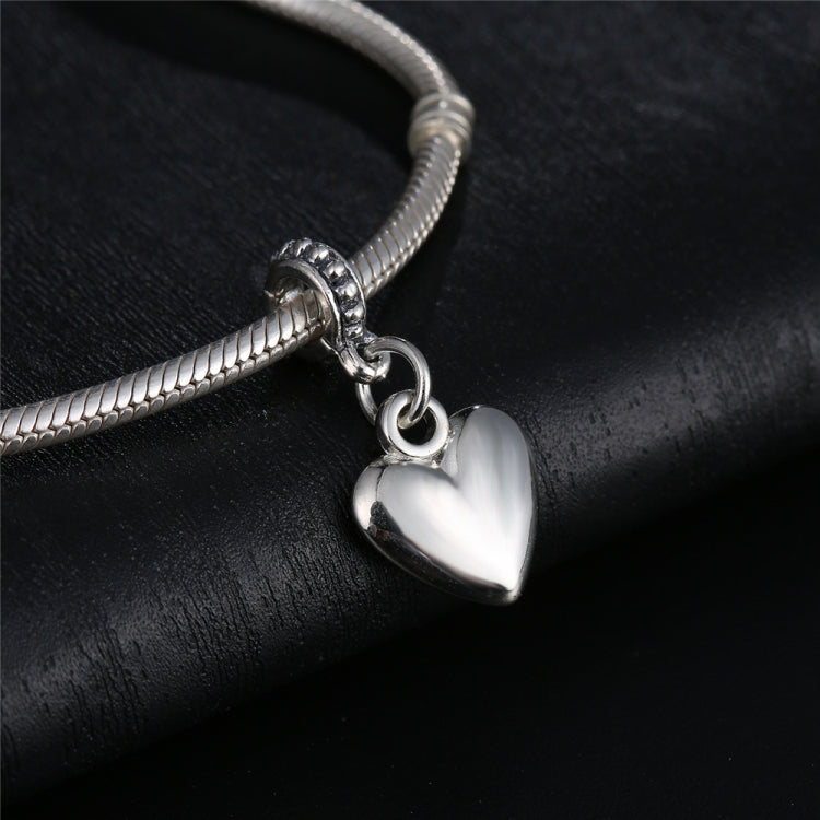 10pcs Heart Shape Smooth Surface Bead Silvering European Big Hole Charm Pendants DIY Jewelry Accessories Fit Necklace