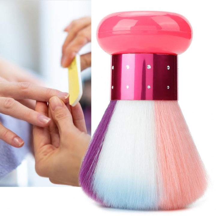 Soft Fur Mushroom Dust Brush Round Handle Soft Fur Clean Nail Brush