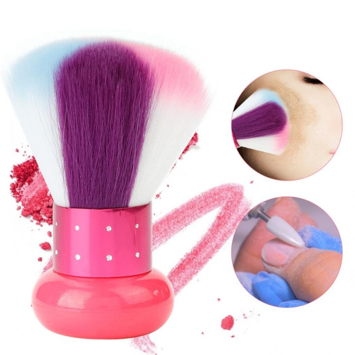 Soft Fur Mushroom Dust Brush Round Handle Soft Fur Clean Nail Brush