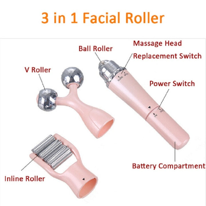 3 In 1 Portable Electric Eye Massager Double Chin Face Lift Body Neck Massage Roller Anti Wrinkle 3D Facial Massage Machine